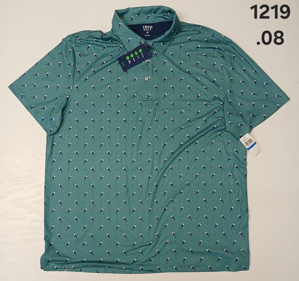IZOD (XL) Teal Collar Button Short Sleeve Golf Polo Shirt
